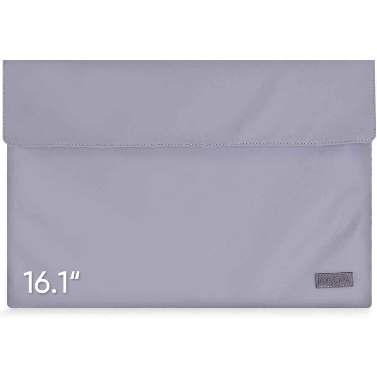 Arzopa 16.1" Portable Monitor Pu Leather Storage Bag Waterproof Material Bottom Layer Material Soft Lining, With Strong Magnetic Closure Grey