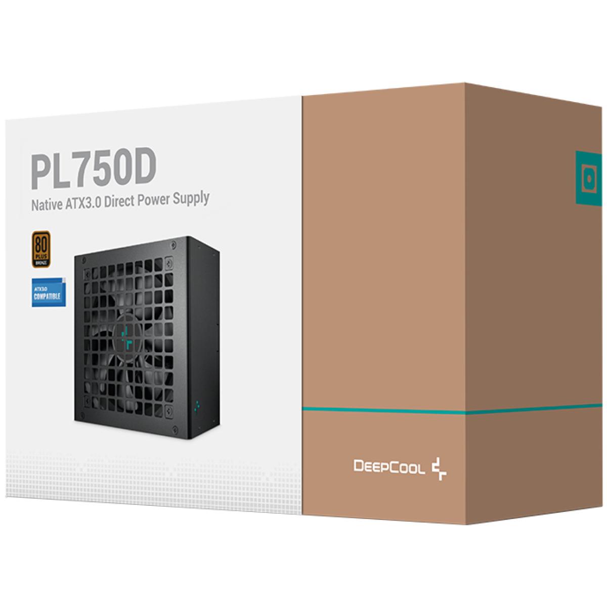 Deepcool Pl750d 80 Plus Bronze 750w Non Modular Atx12v V3.0 Hydro Bearing 120mm Fan Aive Pfc + Dc To Dc Black - CompuMe
