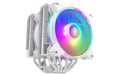 Cooler Master Hyper 622 Halo Dual Tower Air Cooler Halo² Fan Dual Loop ARGB Aluminum Top Cover 6 Heat Pipes 154mm Tall - White