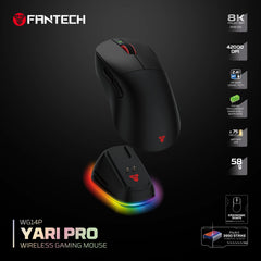 FANTECH WG14P Lightweight Wireless Gaming Mouse PAW3950 Sensor 8KHz Polling Mice With RGB Charging Dock For FPS Gamers
