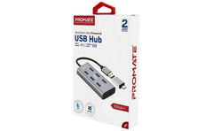 Promate Ezhub 7 7 In 1 Aluminium Alloy Powered Usb Hub 7 Usb 3.0 Ports Usb C Adaptor 5gbps Transfer Rate Data & Charge