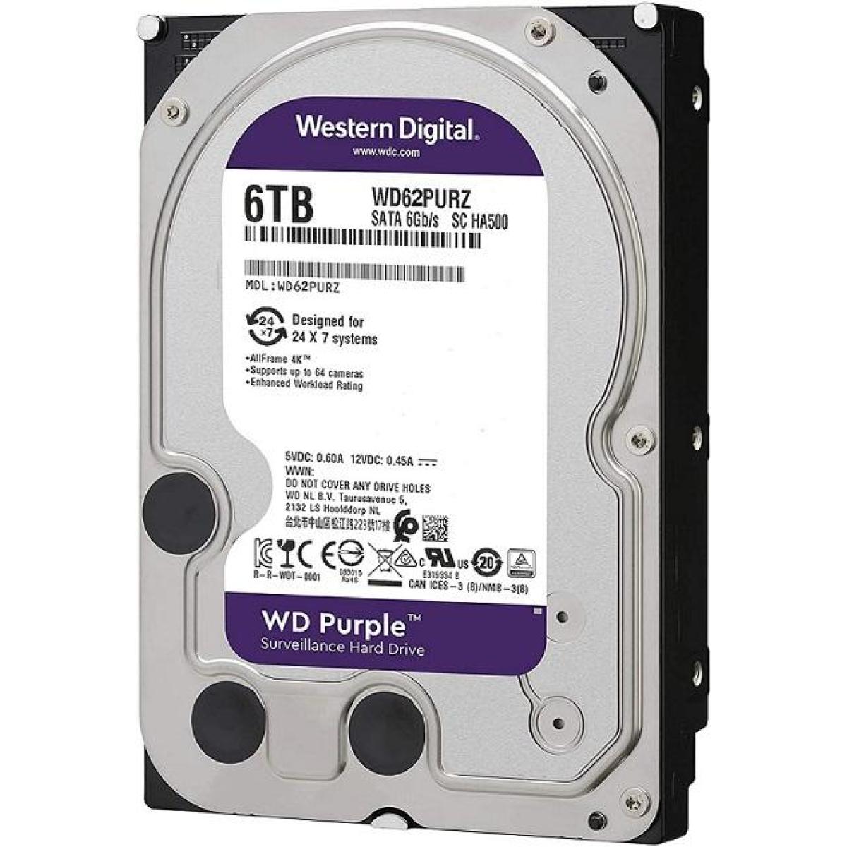 Western Digital Purple HDD Desktop Storage 6TB Surveillance 5400RPM SATA 6 Gb/s, 64 MB Cache - 3.5 Hard Drive | WD62PURZ | Western Digital Purple HDD Desktop Storage 6TB Surveillance 5400RPM SATA 6 Gb/s, 64 MB Cache - 3.5 Hard Drive | WD62PURZ |