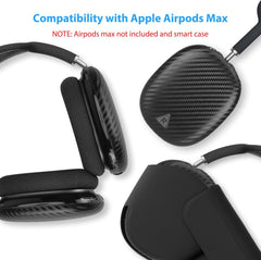 Carbon Fiber Texture Case Cover for AirPods Max Headphone, TPU Anti-Scratch Ear Cup Cover, Protective Skin Accessories for Apple AirPods Max(2024/2020) - Matte Black