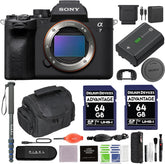 a7 IV Mirrorless Digital Camera Bundle with Gadget Bag, 64GB SD Card (2Pc), Monopod, Hand/Wrist Strap + More | Sony Alpha 7 IV