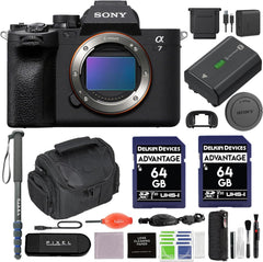 a7 IV Mirrorless Digital Camera Bundle with Gadget Bag, 64GB SD Card (2Pc), Monopod, Hand/Wrist Strap + More | Sony Alpha 7 IV