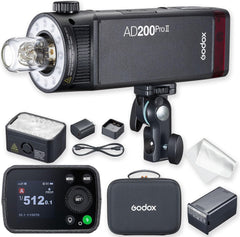 AD200 Pro II GODOX AD200Pro II AD200ProII, 200Ws TTL Pocket Flash with Improved Heat Dissipation, Color Screen, Bi-Color Modeling Light, 1/1 to 1/512 Wider Output, 500 Full Power Flashes