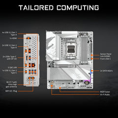 X870 AORUS Elite X3D ICE AMD AM5 ATX Motherboard, Support AMD Ryzen 9000/8000/7000 Series, DDR5, 16+2+2 Power Phase, 4X M.2, PCIe 5.0, USB4, WIFI7, PCIe-EZ Latch Plus, 5-Year Warranty