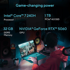 ASUS V16 Gaming Laptop, 16β WUXGA 144Hz Display, Intel Core 7 Processor 240H, NVIDIA GeForce RTX 5060, 32GB Memory, 1TB Storage, Windows 11, Matte Black, V3607VM-DS79