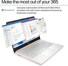 Pavilion Laptop 2026 Notebook for Students & Remote Work, Intel N150, 16GB RAM, 128GB Storage, 500GB External HDD, Lightweight, Long Battery Life, Wi-Fi 6, 1 Year Office 365, Win 11 Home S, Pink