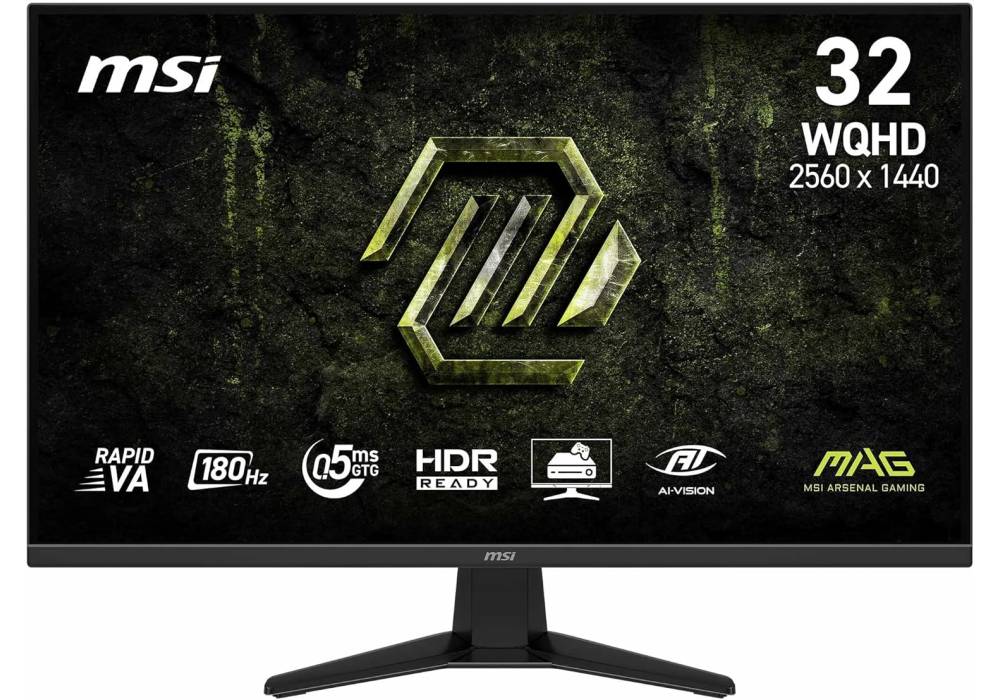 MSI MAG 325QF E18V – 32" Flat Rapid VA WQHD 2K Gaming Monitor, 180Hz, 0.5ms Response, HDR Ready, Adaptive‑Sync, HDMI 2.0b & DisplayPort 1.4a - 3 Year Warranty
