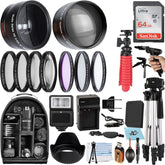 58mm Accessory Bundle for Canon EOS Rebel T7, T6, T5, T3, T100, 4000D, 2000D, 3000D and More with 64GB SanDisk Memory Card, Wide Angle Lens, Telephoto Lens, Tripod, Backpack, SDAB210412