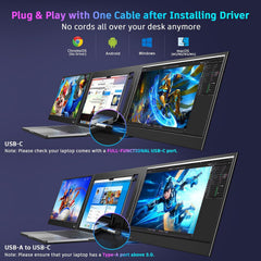 Laptop Screen Extender, 15.6" Triple Portable Monitor with Ultra-Slim FHD IPS Display, One Cable USB-C Monitor Extender Compatible with MacOS, Windows, Android for 12-16" Laptop (Driver Need)