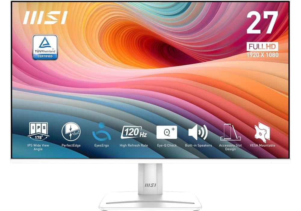 MSI Monitor PRO MP275W E2 27" IPS 1920 x 1080 (FHD) 120Hz Refresh Rate 300 cd/m² HDMI, DisplayPort, D-Sub (VGA) With Speaker - White