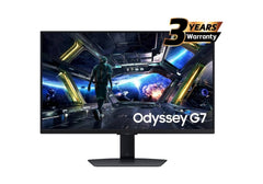 Samsung Odyssey G7 Smart Tizen (DG702) 27" Flat Monitor Fast IPS 4K UHD 144Hz 1ms(GTG), 10Bit, HDR10+, 99% sRGB, HDMI 2.1, FreeSync Premium w/ NQM AI Processor, New Design, Core Sync, Ergonomic Stand & Speakers