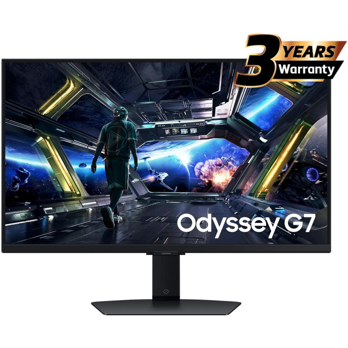 Samsung Odyssey G7 (2025) Smart Tizen (DG702) 27" Flat Monitor Fast IPS 4K UHD 144Hz 1ms(GTG), 10Bit, HDR10+, 99% sRGB, HDMI 2.1, FreeSync Premium w/ NQM AI Processor, New Design, Core Sync, Ergonomic Stand & Speakers | LS27DG702EMXUE | OS | Jord - CompuMe Samsung Odyssey G7 (2025) Smart Tizen (DG702) 27" Flat Monitor Fast IPS 4K UHD 144Hz 1ms(GTG), 10Bit, HDR10+, 99% sRGB, HDMI 2.1, FreeSync Premium w/ NQM AI Processor, New Design, Core Sync, Ergonomic Stand & Speakers | LS27DG702EMXUE | OS | Jord - CompuMe