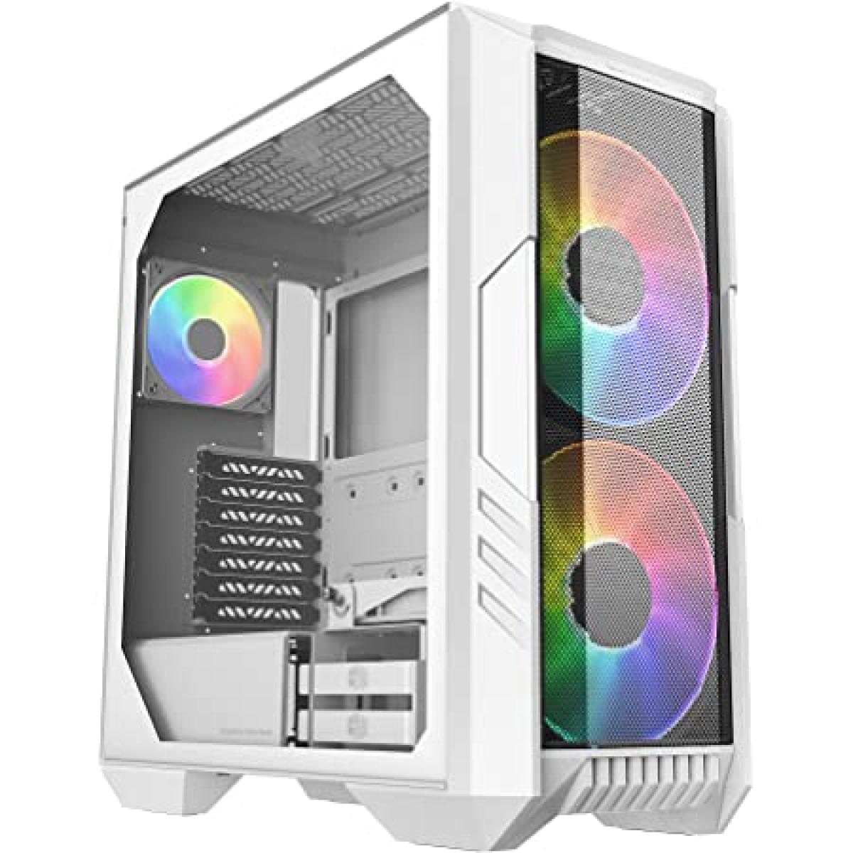 COOLER MASTER HAF 500 ARGB (White) Mid Tower Tempered Glass Gaming Case w/ 3x ARGB Fans (2x 200mm + 1x120mm) | H500-WGNN-S00 | COOLER MASTER HAF 500 ARGB (White) Mid Tower Tempered Glass Gaming Case w/ 3x ARGB Fans (2x 200mm + 1x120mm) | H500-WGNN-S00 |
