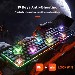 Redragon K521-R NETHERBANE V2 Membrane with Anit-Ghosting Keys Gaming Keyboard - Black