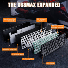 ATTACK SHARK X68MAX HE Wired Rapid Trigger Mechanical Creamy TKL RGB Gaming Keyboard with Full Aluminum CNC,8K Polling,0.005mm Accuracy,Hall Effect Magnetic Switch,NKRO,Driver for PC(Black Contour)