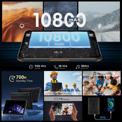 HOTWAV R8 Rugged Tablet Android 14, 10.1 inch HD+ Display 10800mAh Battery, Octa-Core 12GB RAM+128GB ROM, 13MP+5MP Camera IP68/IP69K Waterproof