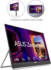 ZenScreen 22β (21.5 viewable) 1080P Portable Monitor (MB229CF) β Full HD, IPS, 100Hz, USB-C PD 60W, Speakers, Carrying Handle, Kickstand, C-clamp Arm, Partition Hook, Subwoofer, 3 yr Warranty