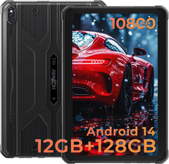 HOTWAV R8 Rugged Tablet Android 14, 10.1 inch HD+ Display 10800mAh Battery, Octa-Core 12GB RAM+128GB ROM, 13MP+5MP Camera IP68/IP69K Waterproof