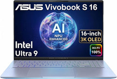 ASUS Vivobook S 16 AI PC Laptop, 16" 3K OLED, 32GB DDR5 RAM, Intel 16-Core Ultra 9 285H (> i9-13900H) for Photographer, Designers, FHD IR Webcam, IST Computer Customized 512GB/1TB/2TB SSD, Win 11 Home