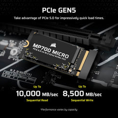 MP700 Micro 4TB PCIe 5.0 NVMe M.2 2242 SSD – Up to 9,400 MB/s Read, 8,100 MB/s Write – Gen5 Speed for Laptops & Mini PCs – Black