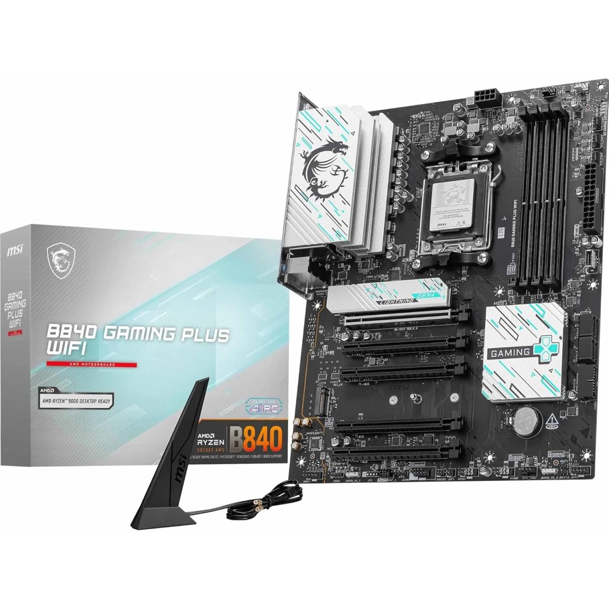 MSI B840 GAMING PLUS WIFI (Wi-Fi 7) AMD  Series AM5/DDR5/PCIe 4.0/2xM.2 - ATX Gaming MotherBoard | B840 GAMING PLUS WIFI | - CompuMe MSI B840 GAMING PLUS WIFI (Wi-Fi 7) AMD  Series AM5/DDR5/PCIe 4.0/2xM.2 - ATX Gaming MotherBoard | B840 GAMING PLUS WIFI | - CompuMe