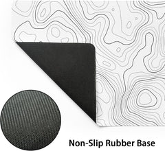 Topographic Map Large Mouse Pad XXL White Lines Contour Geographic Extended Large Desk Mat Big Desk Pad (90X40 CM)(4 MM) Non-Slip Rubber Base Stitched Edge Long Mousepad,35.4 x 15.7 Inch