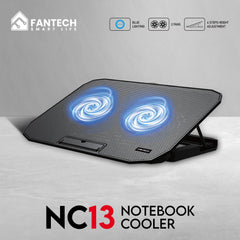 Fantech NoteBook Cooler NC13 Two Fan Suitable For 9-15.6 Inch Laptop - CompuMe