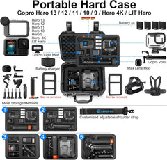 Waterproof Hard Case for Gopro Hero 13/12/11/10/9/8, LIT Hero, Hero 4K, Gopro Volta,Media Mod,Creator Edition, and More Accessories(Case Only)