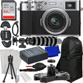 Advanced FUJIFILM X100VI Digital Camera (Silver) Bundle Includes: 64GB SDXC Memory Card, Replacement Battery, Mini Metal Dolly, Sling Backpack, 8" Gripster & Much More (12pc Bundle)