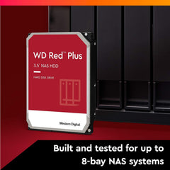 8TB WD Red Plus NAS Internal Hard Drive HDD - 5400 RPM, SATA 6 Gb/s, CMR, 256 MB Cache, 3.5" - WD80EFAX