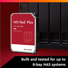 8TB WD Red Plus NAS Internal Hard Drive HDD - 7200 RPM, SATA 6 Gb/s, CMR, 256 MB Cache, 3.5" - WD80EFBX