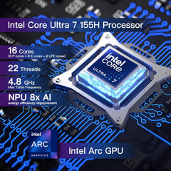 ASUS NUC 14 Pro, Intel NUC 14 Pro NUC14RVH Revel Canyon AI Mini PC, Core Ultra 7 155H CPU, Intel Arc GPU,32GB RAM, 1TB SSD, Win 11, Mini Computer 8K/4K Quad Display/WiFi 6E/BT 5.3/Thunderbolt 4