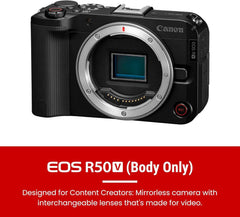 EOS R50 V Mirrorless Camera (Body Only) β APS-C Digital Camera, Flip Screen 4K Video, Interchangeable Lens Camera for Vlogging, Content Creation, Streaming, Filming, Podcasts, TikTok