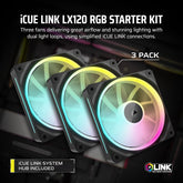 CORSAIR RGB 120mm LX120 black PWM cooling fan iCUE Link Fans Triple Pack Dual Light