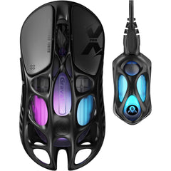 GravaStar Mercury X Pro Wireless Gaming Mouse, Come with 8K Dongle – 32,000 DPI PAW 3950 Sensor, 8,000Hz Polling Rate, Only 49g, Magnesium Alloy Hollow Frame, RGB Lighting, 5 Programmable Buttons-Black | MercuryXPro |