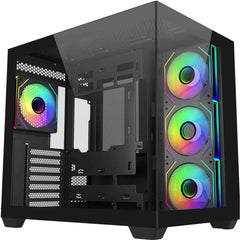 Cooler Master Elite 681 (Black) ATX ARGB Mid Tower Tempered Glass Panoramic Dual Chamber Fish Tank Gaming Case w/ 4 x120mm Daisy-Chain ARGB Fan (Side Reverse) & Type-C | E681-KHNN-S00 |