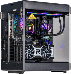 Black Praetix Custom Built Gaming Desktop PC (Intel i9-14900K, AMD Radeon RX 9060 XT, 32GB DDR5, 1TB PCIe SSD, RGB Fans, 360mm AIO, 1000W PSU, WiFi 6E, Bluetooth 5.2, RJ-45, Win 11 Home)