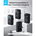 Anker Nano Travel Adapter – 5‑in‑1 Universal Plug (Type A/I/G/C), 20W USB‑C Fast Charging, Compact Foldable Design, Charge 5 Devices Simultaneously - 18 Months Warranty