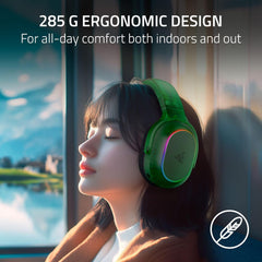 Razer Barracuda X Chroma Wireless Gaming Headset: 2.4GHz Wireless & Bluetooth - Lightweight - RGB - 40mm Drivers - Cardioid Mic - 70 Hr Battery - For PC, Mac, PS5, Switch 2, Smartphone - Phantom Green