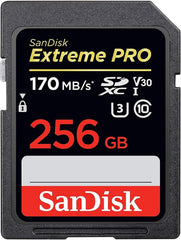 SanDisk 256GB SDXC Extreme Pro Memory Card Works with Canon Mirrorless Camera EOS R50, EOS R8 (SDSDXXY-256G-GN4IN) V30 4k Class 10 UHS-I Bundle with 1 Everything But Stromboli MicroSD & SD Card Reader