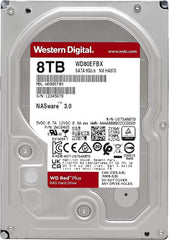 8TB WD Red Plus NAS Internal Hard Drive HDD - 7200 RPM, SATA 6 Gb/s, CMR, 256 MB Cache, 3.5" - WD80EFBX