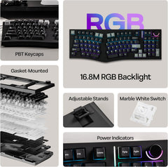 Feker Alice98 Ergonomic 98 Keys Custom Mechanical Keyboard, VIA Programmable, USB-C Wired Gaming Keyboard, Hot Swappable, 5 Layer Paddings, Control Knob, NKRO, RGB for Win/Mac (Black)