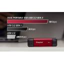 Kingston 2TB Dual USB-A/C Portable SSD | Up to 1050MB/s | USB 3.2 Gen 2