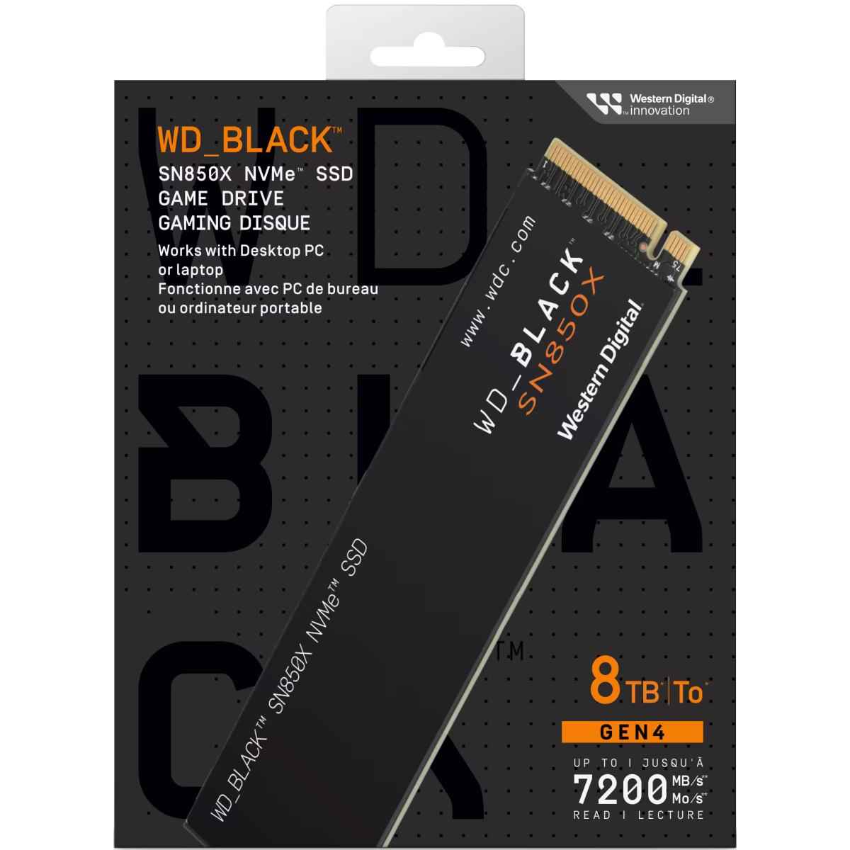 Wd Black Sn850x 8tb Nvme Gen4 Pcie M.2 2280 Ssd Internal Solid State Drive Up To 7,200mb/s