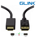 GLINK DisplayPort to HDMI Cable 1.8m, Gold-Plated DP Male to HDMI Male Adapter Cable for PC and HDTV