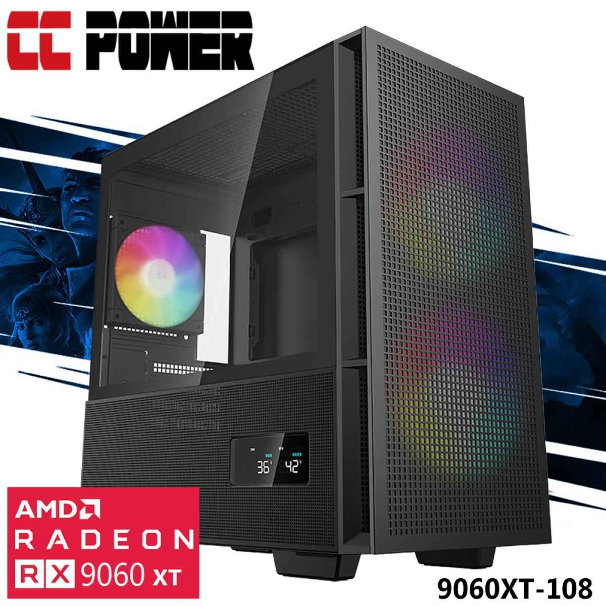 Cc Power 9060xt 108 Gaming Pc New 13gen Intel Core I7 16 Cores W/ Amd Radeon 9060 Xt 8gb Ddr6 & Advanced Air Cooler