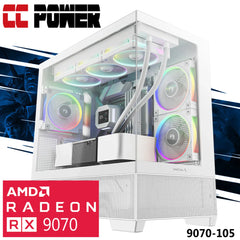 CC Power 9070-105 Gaming PC NEW 14Gen Intel I5 K-Series 14-Cores w/ AMD Radeon 9070 16GB DDR6 & Advanced Air Cooler